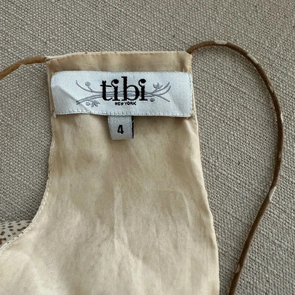 Tibi Printed Silk Blend Racerback Sleeveless Tank Top Sz 4 Tan Cream - Picture 3 of 4